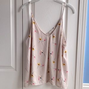Lush blush pink floral tank XL
